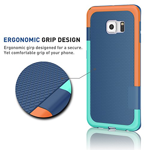 TILL Galaxy S6 Edge Case, (TM) Ultra Slim 3 Color Hybrid Impact Anti-Slip Shockproof Soft TPU Hard PC Bumper Extra Front Raised Lip Case Cover for Samsung Galaxy S6 Edge S VI Edge G925 [Blue] - Thumbnail 2