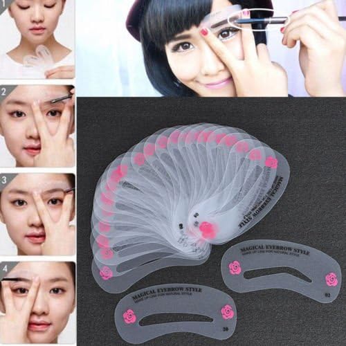sumanee 24 Styles DIY Eyebrow Shaping Stencils Grooming Kit Shaper Template Makeup Tool