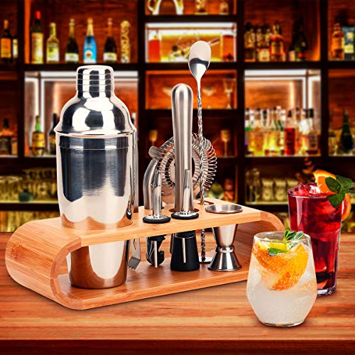 Barkeeper Set - Cocktail-Shaker Set Cocktail Zubehör 10-teiliges Bar Tool Set mit schlankem Bambus-Standfuß, Martini-Shaker für die Küche, Perfect Home Bartending Kit für ein fantastisches Mixerlebnis – Bild 8