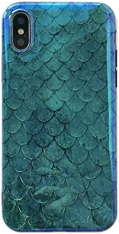 Mermaid iPhone Xs Max Case,Easue Emerald Green Fish Scale Phone Case with Reflective Blue Ray Slim-Fit TPU Snap Cover for iPhone Xs Max 6.5 inch
