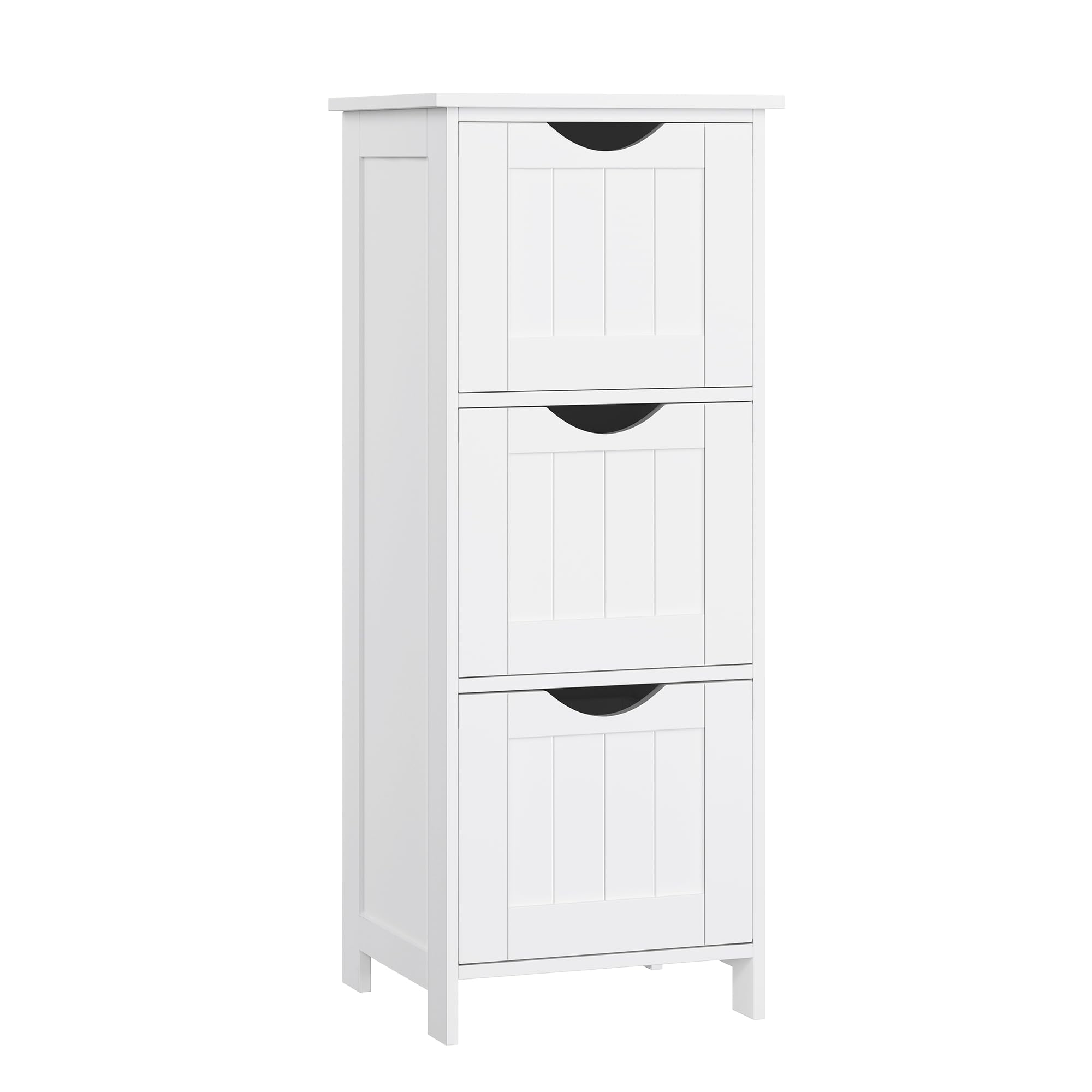 VASAGLE BBC50WT Bathroom Storage Cabinet with 3 Drawers for Living Room, Dining Room and Kitchen, Modern Style, Matte White, 30 x 32 x 81 cm