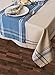 DII French Stripe Dining Table Collection Farmhouse Style Tablecloth, 70 Inches Round, Taupe/Blue