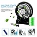 Security Portable Electric Personal Fan Mini USB Rechargeable Table Fan with 18650 Lithium-Ion Battery and USB Cable, Internal and Side Light, 3 Speeds