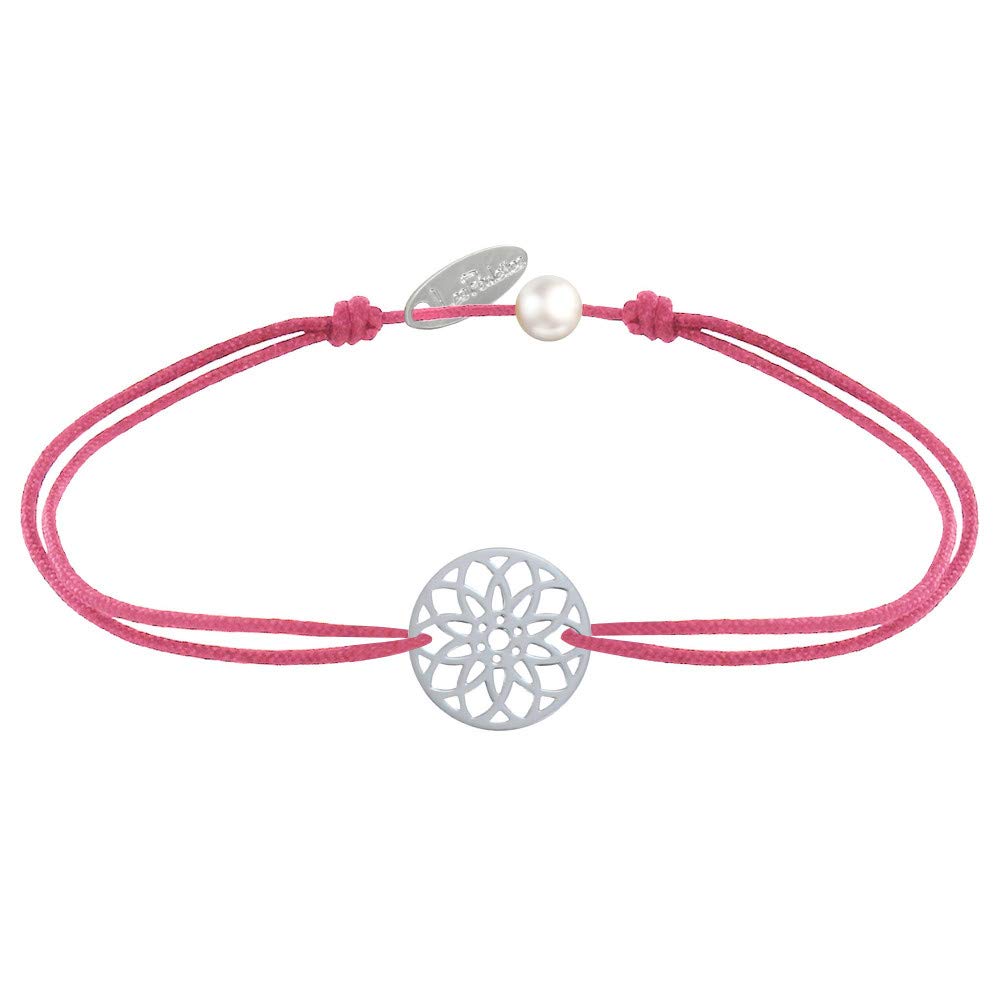 LES POULETTES BIJOUX - Bracelet Link 925 Silver Medal Mandala Seed of Life - Fuchsia