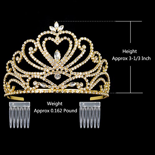 DcZeRong Gold Tiara Prom Crown Gold Prom Tiara Queen Tiara Crown Women