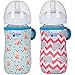 8 oz (Set of 2 pcs) Miracle Bean Neoprene Baby Bottle Sleeves – Adjustable Sleeves. Glass Bottles – Improved Heat/Cold Retention – Moisture Wicking, Non-Slip Grip – Fox and Elephant Designs