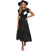 CzzzyL Womens Flutter Short Sleeve Smocked Tiered Nursing Dress for Breastfeeding