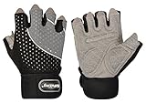 iiSPORT Womens Mens Weight Lifting Gloves with Wrist Wrap, Anti-Slip Padded Workout Gloves for Gym Bodybuilding Crossfit Cross Training Gloves - Gray M