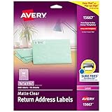 Avery Matte Frosted Clear Return Address Labels for Laser Printers, 1/2" x 1-3/4", 800 Labels (15667)