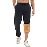 HEEKPEK Men's Winter Fleece Pants Sherpa Lined Jogging Sweatpants Cold Weather Warm Thermal Thick Lounge Track Joggers