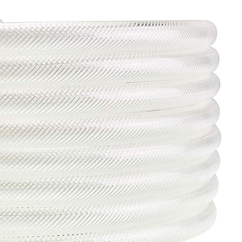 3/4" ID x 25 Ft High Pressure Braided Clear PVC Vinyl Tubing Flexible
