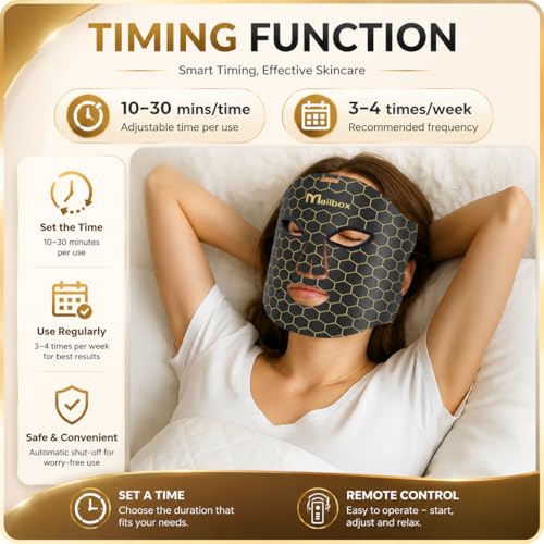 Red Light for Face, Led Mask for Face Spectrum Mask 850nm and Red Light 630nm, 460nm, 4 Gears Energy Adjustment, Black