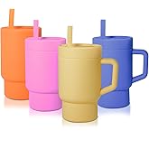 CHLJAR 9 Oz Smll Tumbler with Toddler-Friendly Straw and Handle Set of 2,Encourages Hydration, Easy to Clean, Dishwasher Safe, Mixed Creamsicle