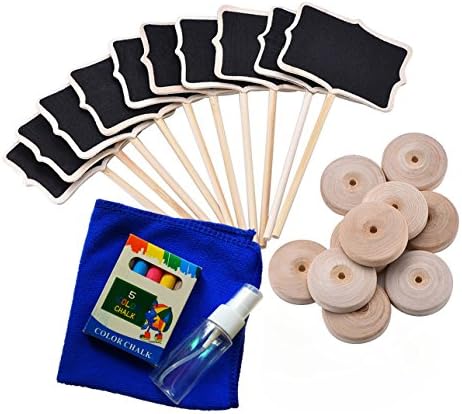 Kimferd Small Chalkboard Set 10 Rectangle Mini Blackboard with Stand Wedding Party Table Numbers Place Card Favor Tag Plant Marker Decorative Sign Labeling Food Dishes Birthday Party