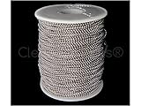 CleverDelights Ball Chain Spool - 330 Feet - 1.5mm Ball (Small) - Antique Silver (Platinum) Color - Bulk