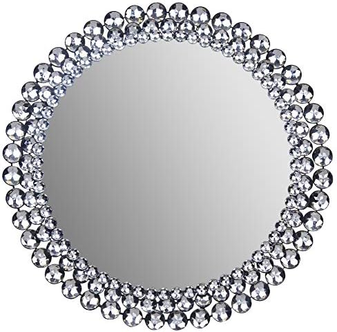Everly Hart Collection Round Jeweled Accent Mirror