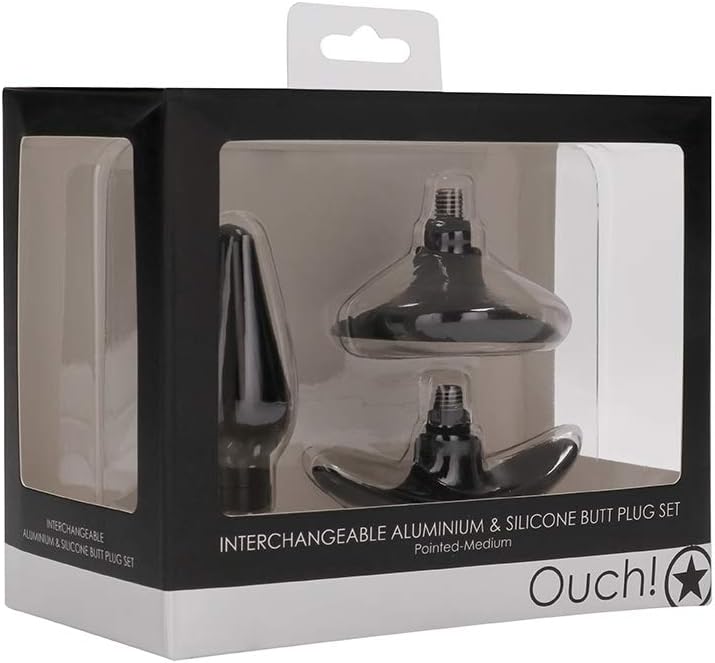 Ouch! by Shots - Replaceable Pointed Buttplug Set - Medium, Black - Image 3