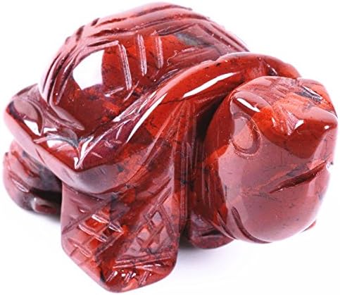 36mm Hand Carved Gemstone Poppy Jasper Turtle Figurine Statue Stone 1.4"