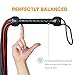 Leather Whip for Equestrian Whip for Horse Riding Sports Play, Black and Red Heavy Duty Leather