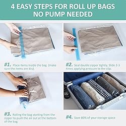 16 Travel Compression Bags Vacuum Packing, Roll Up