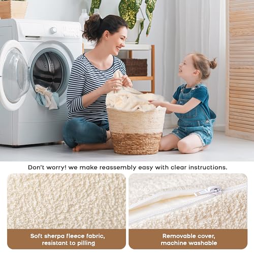BanaSuper 2-in-1 Convertible Children's Sofa Bed, Folding Armchair for Babies, Armchair for Children, Widened Base, Removable Washable Cover, Gift for Boys Girls in Yellowish Beige