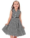 GRACE KARIN Girls Retro Sleeveless Swing Dresses with Belt