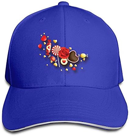 Baseball Cap Valentine's Day Rose Candy Chocolates Unisex Sporting Cotton Cap Adjustable Plain Hat Sun Outdoor Snapback Hat Royalblue