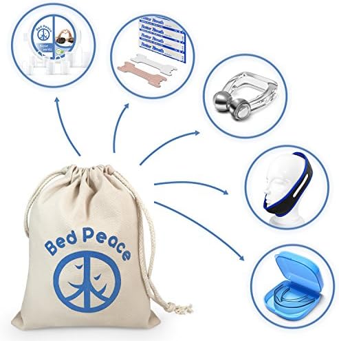 Complete Snoring Solution | Stop Snoring | 5 Best Snoring Aids | Chin Strap + Nasal Strips + Mouth Guard + Nose Vents + Magnetic Nose Clip | Bedpeace Anti Snoring Devices | Proven Snore Stoppers
