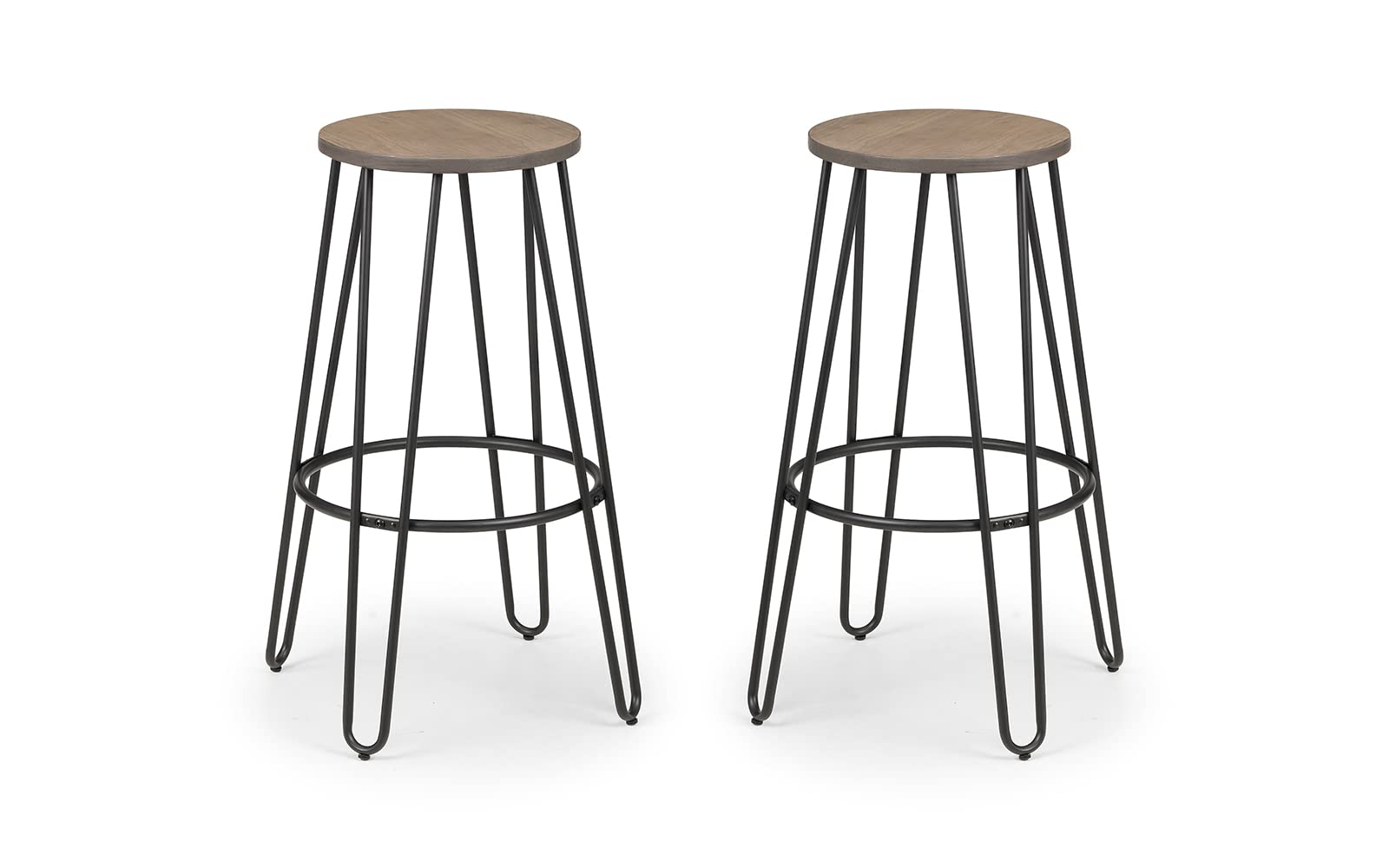 Julian Bowen Dalston Set of 2 Bar Stools, Mocha Elm/Black