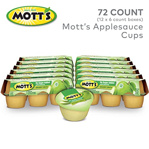 Mott's No Sugar Added Granny Smith Applesauce, 3.9 oz cups (Pack of 72