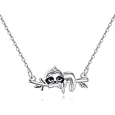YAFEINI Sloth Necklace 925 Sterling Silver Cute Animal Pendnat Necklace Sloth Jewelry Gifts for Women