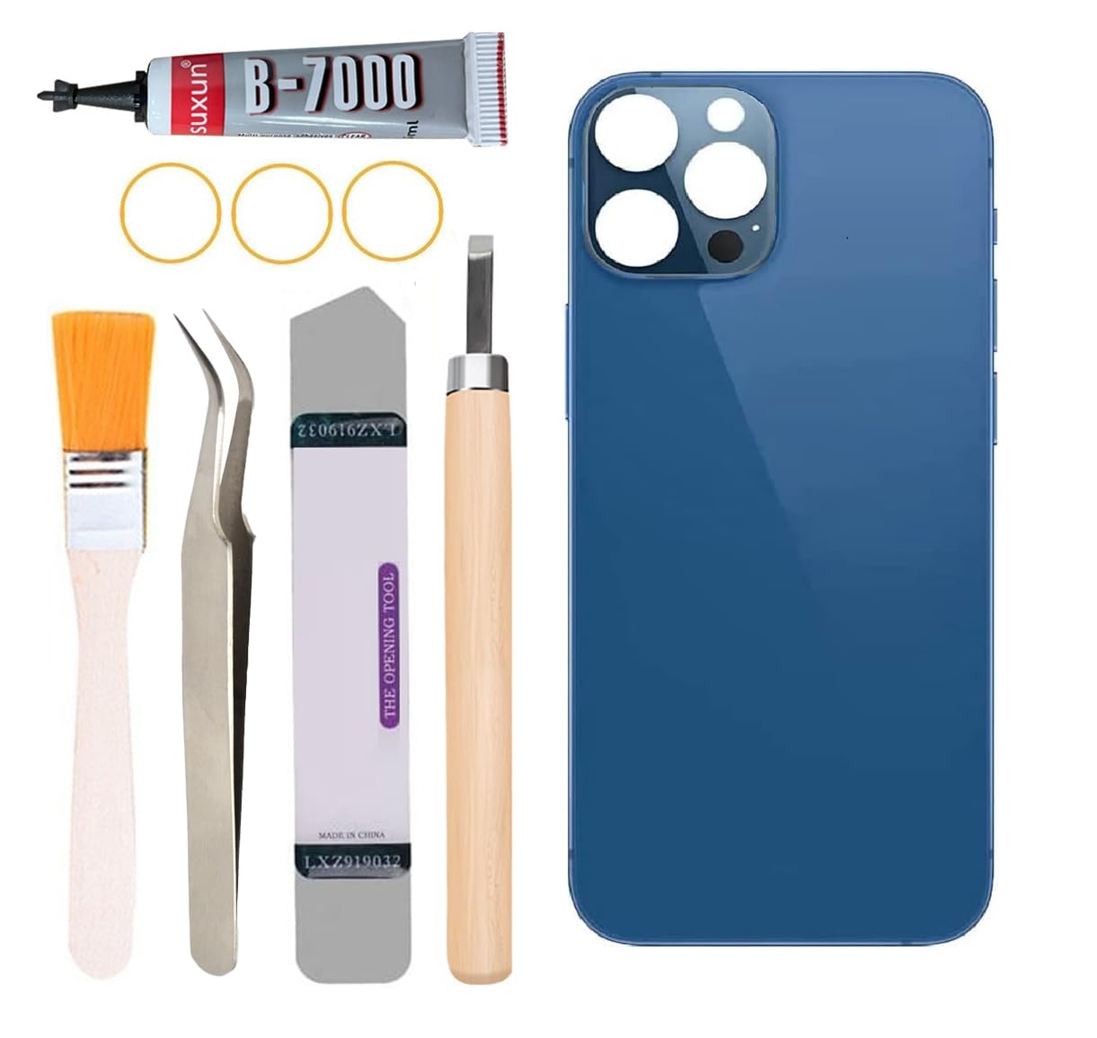 Photo 1 of **MAJOR DAMAGE**
Yuntunele Back Glass Replacement Compatible with iPhone 12 Pro Max 6.7 inches All Carriers with Professional Tool Set (Blue)