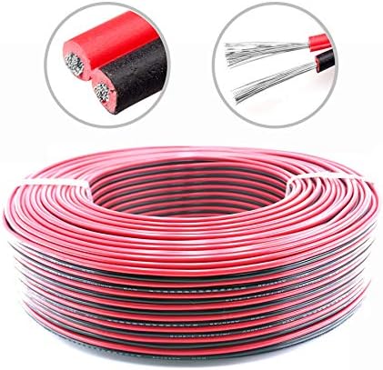 HGmart 18 Gauge AWG Electrical Wire Cable Extension,20ft Black and 20ft Red Stranded Wire 600V Flexible Tinned Copper Wire 80℃ High Temperature Resistant 2 Conductor Speaker Wire