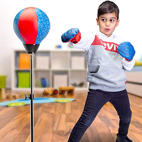 Tech Tools Punching Bag for Kids, Boxing Set with Stand and Kids Boxing Gloves Included - Height Adjustable - Great Exercise & Fun Activity for Kids Ages 4-12 (Kids Freestanding)