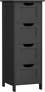 VASAGLE Bathroom Floor Storage Cabinet 4 Drawers 30x30x82 cm Ink Black LHC040B01