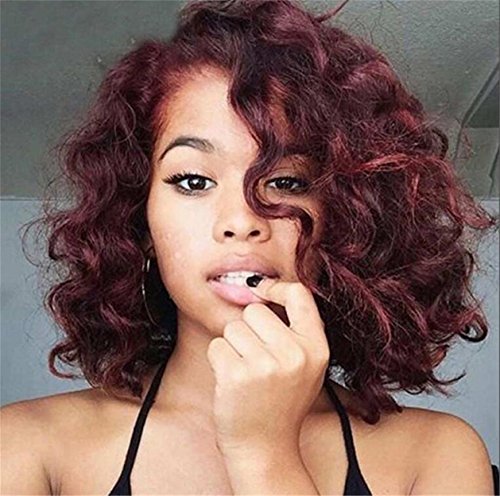 ATOZWIG Short Wigs for Black Women Red Wig Cheap Curly Synthetic False Hair Heat Resistant Short Natural Cheap Hair Wig for Women