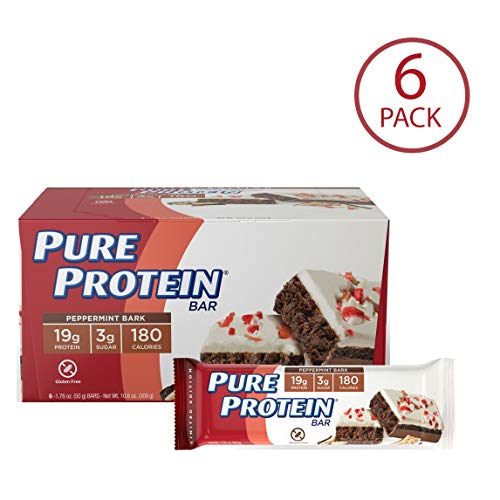 Pure Protein Bars, Healthy Low Carb Snacks, Peppermint Bark, 1.76 oz, 6
