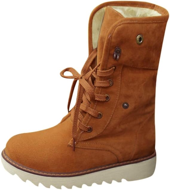 Amazon 編み上げブーツ 防寒 ウインターブーツ レディース スノーブーツ あったか レースアップ 紐 軽い 快適 痛くない ショートブーツ 裏ボア 厚底 歩きやすい 黒 滑らない ムートン ブーツ ミドル レースアップ カジュアル 事務服 オフィス制服 通販