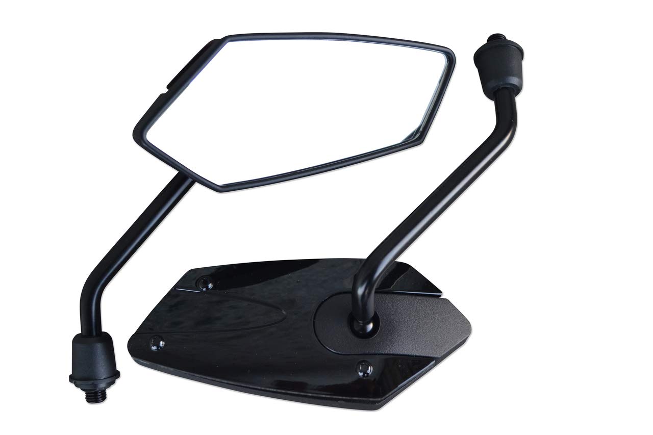 Motorcycle Wing Mirrors 10mm M10 Thread (Right Side Anticlockwise) with 1.25mm Pitch for Commuter Street Bike 360° Rotatable 2PCS