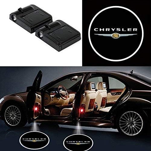 JiangJing 2 Pcs Wireless Car Door Led Welcome Laser Projector Logo Light Ghost Shadow Light Lamp Logos for Chrysler Logo