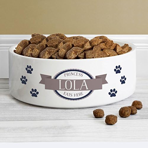 Personalised Blue Paws 14cm Medium White Pet Bowl Personalised This Fun And Practical Ceramic Pet