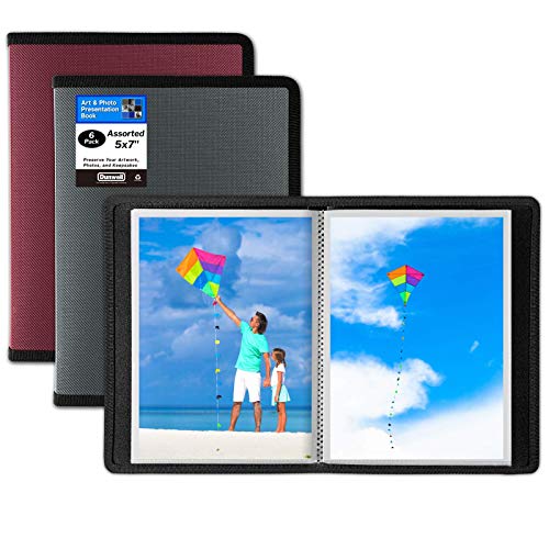 Dunwell 5x7 Portfolio Folder for Artwork (Assorted 3 Colors, 6 Pack