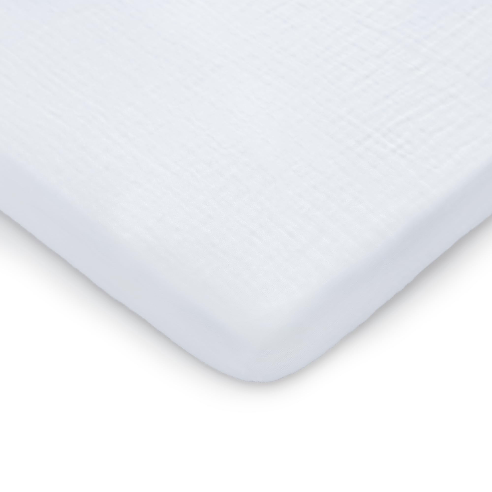 Comfy Cubs Muslin Baby Bassinet Sheet - 100% Soft Cotton Fabric, Breathable & Gentle for Infant’s Sensitive Skin - Universal Fit with Secure Elastic Edging, Gift-Ready Packaging - White — image 1