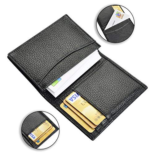 JUMI Visitenkartenetui Echt Leder Kartenetui Kartenhülle Kreditkartenetui Kartentasche Herren Damen Schwarz