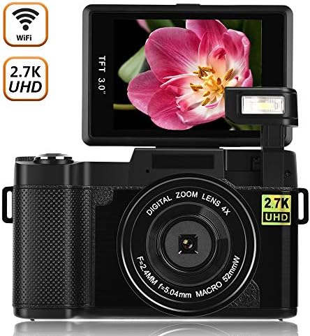 Digital Camera Camcorder Wifi Vlogging Camera 2.7K Ultra HD 24MP Video Camcorders Vlogging Camera With Retractable Flash Light and UV Lens