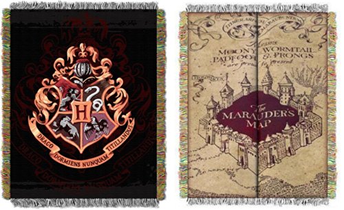 Harry Potter Combo Set 2 Throw Blankets Marauders Map & Hogwarts