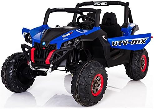 2 Seater Buggy Quad Bike All Wheels 4WD Drive Ride On Kids Electric Toy Car 2x12V Battery Powered LED Lights MP3 USB RC Parental Remote Controller For Boys and Girls Blue