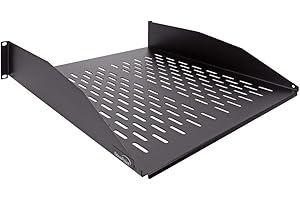 NavePoint 2U 19-Inch Universal Vented Rack Mount Cantilever Fixed Server Cabinet Shelf 18-Inches Deep Black