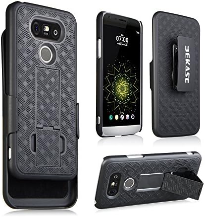 LG G5 Case, BEKASE (TM) Hard Shell Holster Combo Matte Finish Protective Slim Case for LG G5 Case with Kickstand & Locking Belt Swivel Clip (Black)