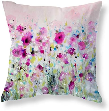 Joyceoo Valentines Day Watercolor Flower Home Decor Throw Pillow Covers 18x18, Easter Throw Pillows for Couch Outdoor Bench Decorative Cotton Linen Gray Throw Pillows Covers